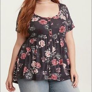 Torrid Hi Lo Buttondown Babydolll Top - Size 4